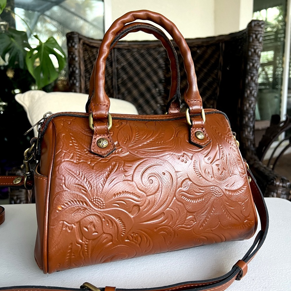 PATRICIA NASH Sarina Florence satchel with crossbody strap brown